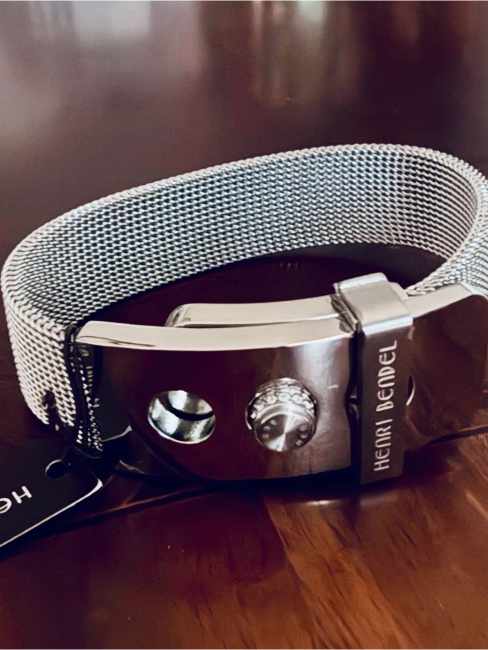 Henri Bendel Silver Toned Mesh Buckle Watch Band Style Adjustable Bracelet NWT